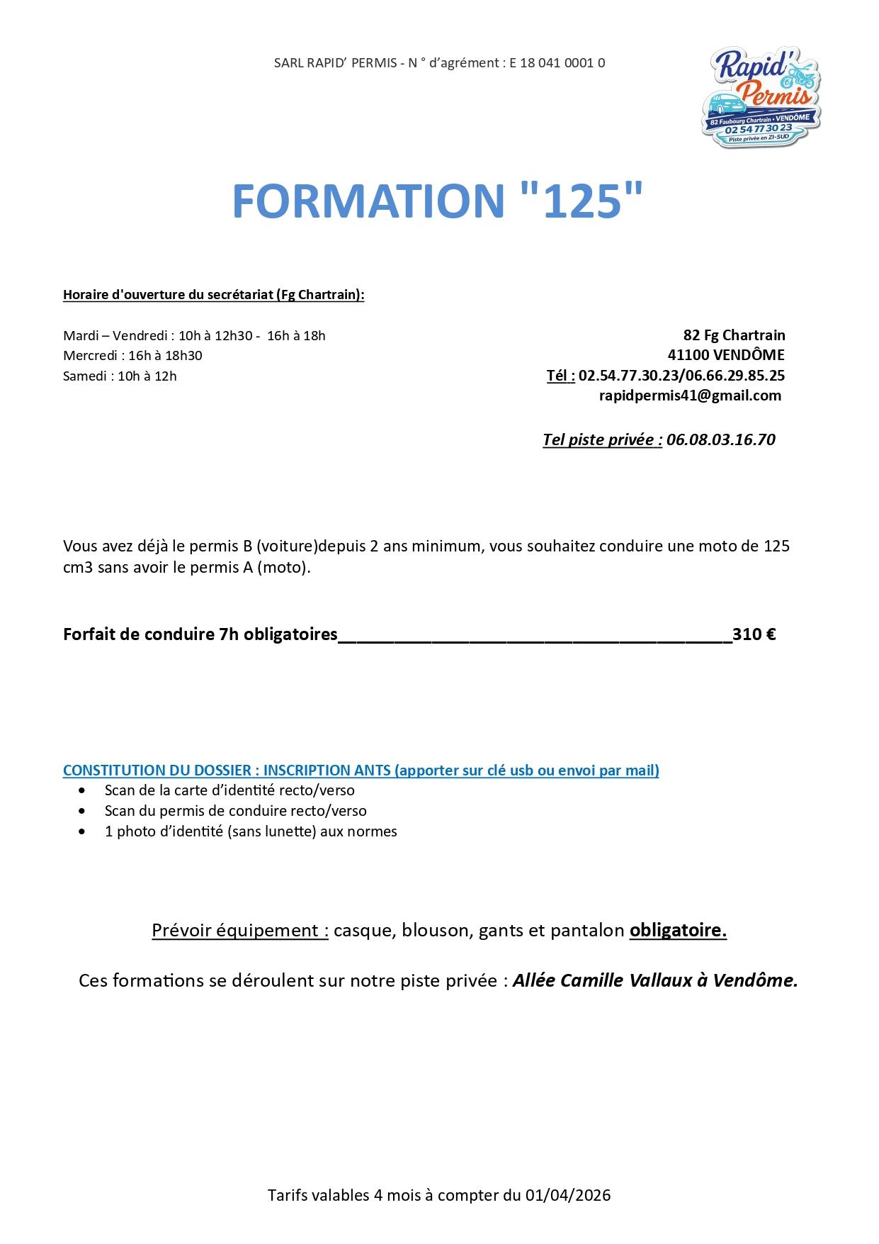 formation 125